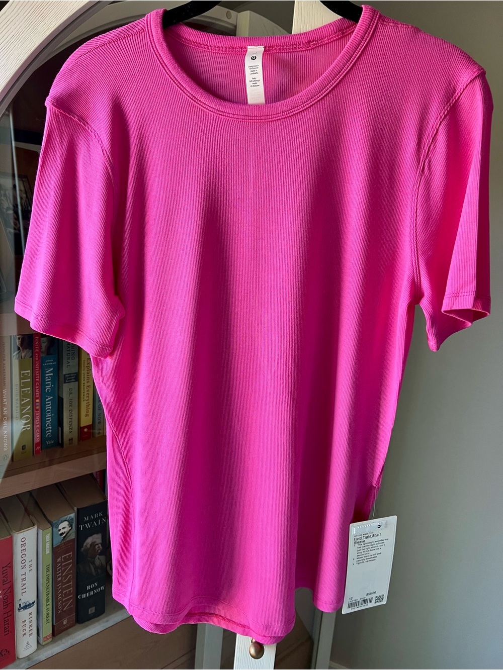 Lululemon HOLD TIGHT Hot Pink Ribbed Short Sleeve Tee